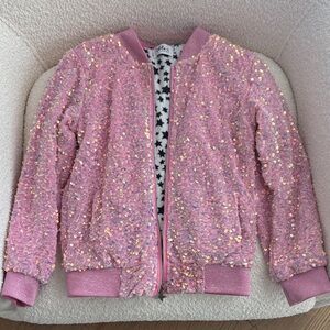 Lola + The Boys Sparkling Pink Puffer Jacket